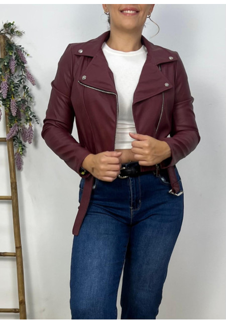 Cazadora Biker Burdeos