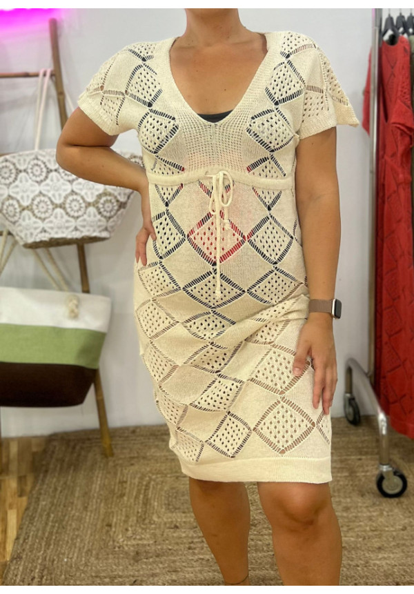vestido punto calado