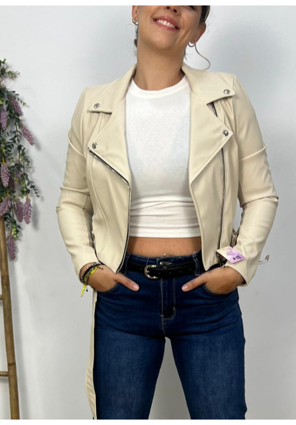 Cazadora Biker Beige