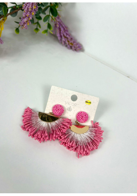 Pendiente Abanico rosa