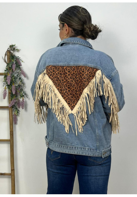Chaqueta Vaquera Oversize Leopardo