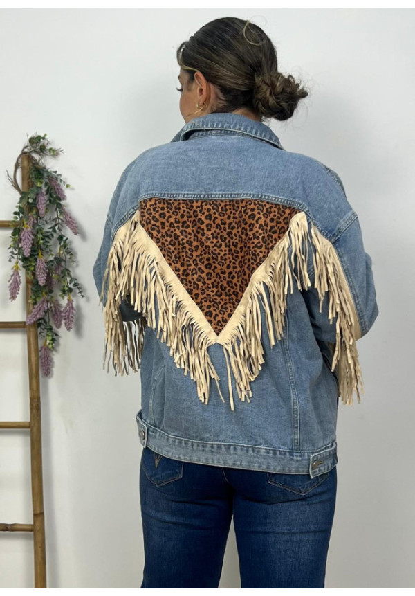 Chaqueta Vaquera Oversize Leopardo