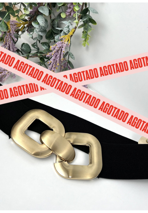 Cinturón elastico cuadrados dorados