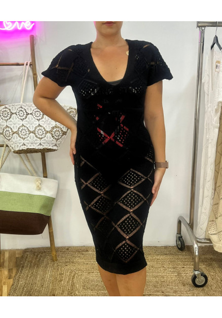 vestido punto calado