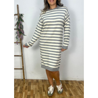 Vestido rayas gris