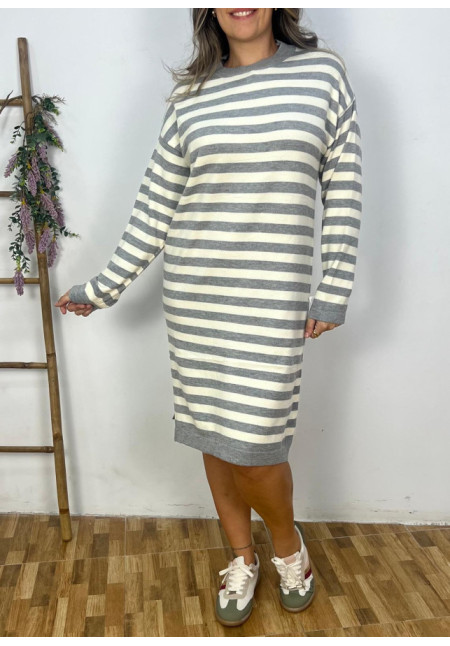 Vestido rayas gris