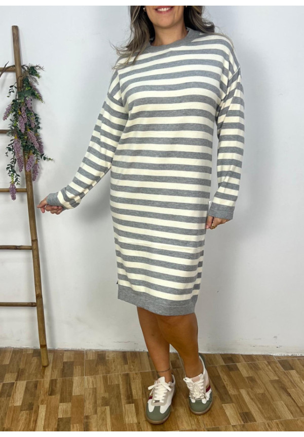 Vestido rayas gris