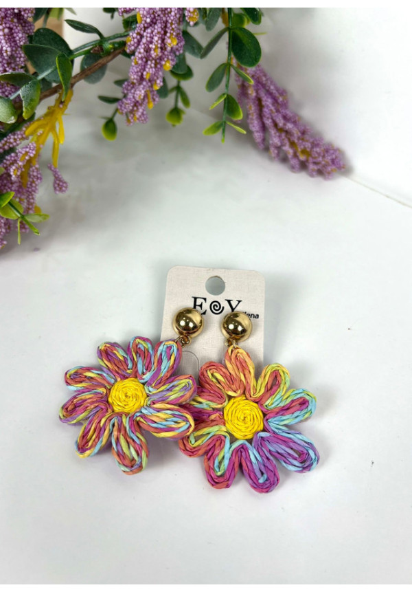 Pendientes flor multicolor