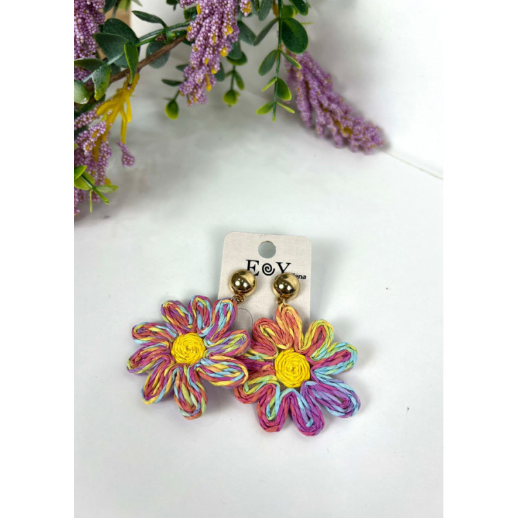 Pendientes flor multicolor